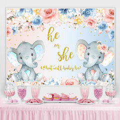 Er Oder Sie Blumen Und Elefanten Baby Dusche Hintergrund