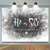 Er oder Sie Weiss Schnee Eis-Thema babydusche Bakcground