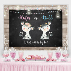 Färse Oder Stier Schwarz Spitze Hölzern babydusche Party Hintergrund