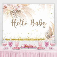 Hallo Baby Gold Funkeln Blumen Hintergrund für Party Dekor