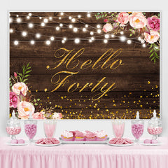 Hallo Vierzig Blumen Gold Funkeln Hintergrund für Geburtstag
