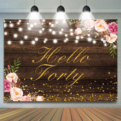 Hallo Vierzig Blumen Gold Funkeln Hintergrund für Geburtstag