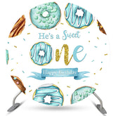 Er ist Süß Eins Krapfen Süßigkeiten Land Thema Runden Hintergrund