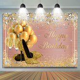 Hoch Absätze Ballon Rose Gold Glücklich Geburtstag Hintergrund