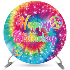 Hippie Chromatisch Thema Glücklich Geburtstag Kreis Hintergrund