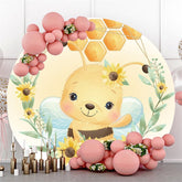 Honigbiene Und Sonnenblume Kreis Baby Dusche Hintergrund