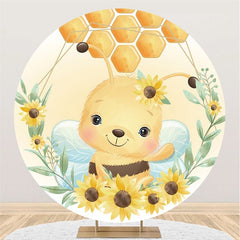 Honigbiene Und Sonnenblume Kreis Baby Dusche Hintergrund