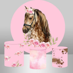 Pferd Blume Runden Glücklich Geburtstag Hintergrund Für Mädchen
