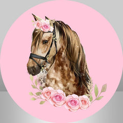 Pferd Blume Runden Glücklich Geburtstag Hintergrund Für Mädchen