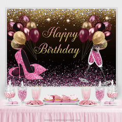 Heiß Rosa Und Gold Funkeln Luftballons Geburtstag Hintergrund