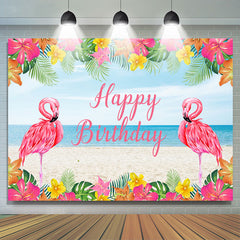 Heiß Rosa Blumen Flamingo Glücklich Sommer Geburtstag Hintergrund