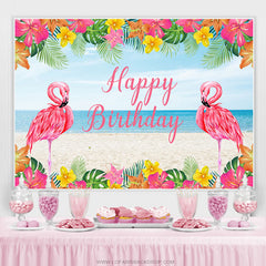 Heiß Rosa Blumen Flamingo Glücklich Sommer Geburtstag Hintergrund