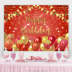 Heiß Rot Ballon Flagge Schleife Glücklich Geburtstag Hintergrund