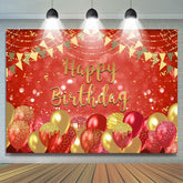 Heiß Rot Ballon Flagge Schleife Glücklich Geburtstag Hintergrund