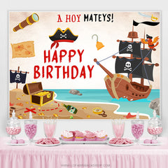 Hoy Mateys Piraten Papageien Schatz Geburtstagshintergrund