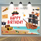 Hoy Mateys Piraten Papageien Schatz Geburtstagshintergrund