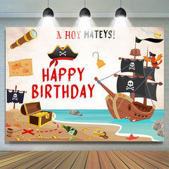 Hoy Mateys Piraten Papageien Schatz Geburtstagshintergrund