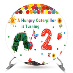 Hungrig Raupe Schmetterling Runden 2 Geburtstag Hintergrund