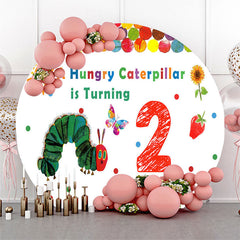 Hungrig Raupe Schmetterling Runden 2 Geburtstag Hintergrund