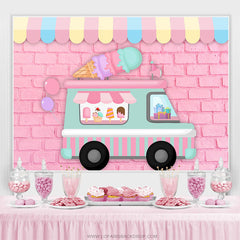 Eiscreme Auto Rosa Backsteinmauer alles Gute zum Geburtstag Hintergrund