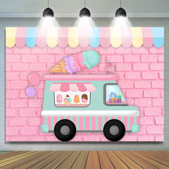 Eiscreme Auto Rosa Backsteinmauer alles Gute zum Geburtstag Hintergrund