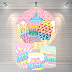 Eis Creme Pop Es Thema Kreis Glücklich Geburtstag Hintergrund