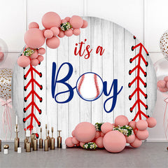 Es ist A Junge Baseball Runden Hintergrund Für Babydusche
