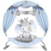 Es ist A Junge Blau Und Silber Elefant Baby Dusche Hintergrund