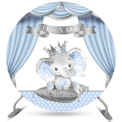 Es ist A Junge Blau Und Silber Elefant Baby Dusche Hintergrund