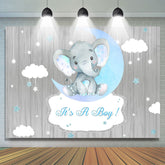 Es ist A Junge Wolke Stern Elefant Silber babydusche Hintergrund