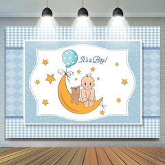 Es ist A Junge Sternenklar Nacht Mit Mond Babydusche Hintergrund