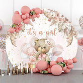 Es ist A Mädchen Tragen Ballon Babydusche Runden Hintergrund