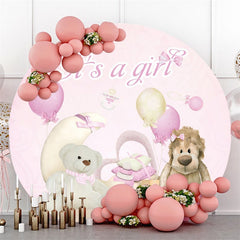 Es ist A Mädchen Puppe Rosa Thema Baby Dusche Kreis Hintergrund