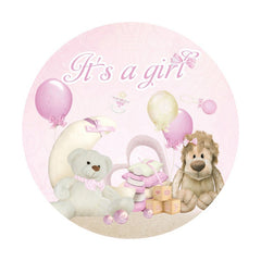 Es ist A Mädchen Puppe Rosa Thema Baby Dusche Kreis Hintergrund