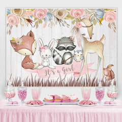 Es ist A Mädchen Rosa Blumen Niedlich Tier Hintergrund für babydusche