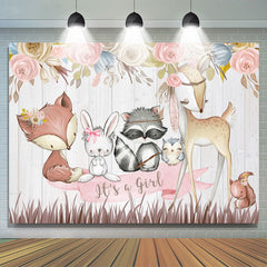 Es ist A Mädchen Rosa Blumen Niedlich Tier Hintergrund für babydusche