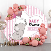 Es ist A Mädchen Rosa Streifen Elefant Babydusche Kreis Hintergrund