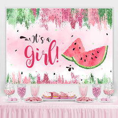 Es ist A Mädchen Sommer Grün Wassermelone babydusche Hintergrund