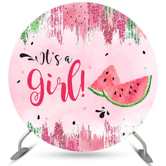 Es ist A Mädchen Sommer Wassermelone Babydusche Runden Hintergrund