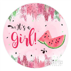 Es ist A Mädchen Sommer Wassermelone Babydusche Runden Hintergrund