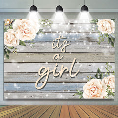 Es ist A Mädchen Holz Blass Orange Blumen babydusche Hintergrund