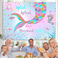 Es ist A Meerjungfrau Bash Glücklich Geburtstag Backdorp Für Party