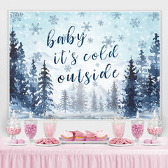 Es ist Kalt Draußen Schneebedeckt Und Kiefer Baby Dusche Hintergrund