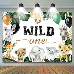 Dschungel Tiere Und Luftballons Wild Eins Geburtstag Hintergrund