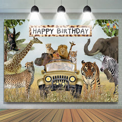 Dschungel Tiere Glücklich Geburtstag Tierwelt Hintergrund für Jungen