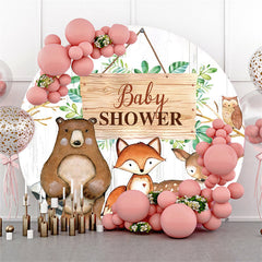 Dschungel Tiere Runden Grau Holz Baby Dusche Hintergrund