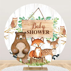 Dschungel Tiere Runden Grau Holz Baby Dusche Hintergrund