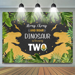Dschungel Wald Und Gold Dinosaurier 2 Geburtstag Hintergrund