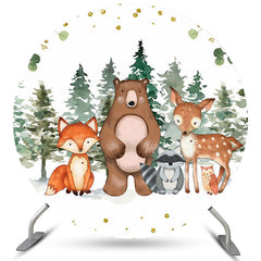 Dschungel Wälder Und Wenig Tiere Runden Geburtstag Hintergrund
