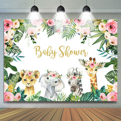 Dschungel Rosa Rose Und Baby Tiere babydusche Hintergrund